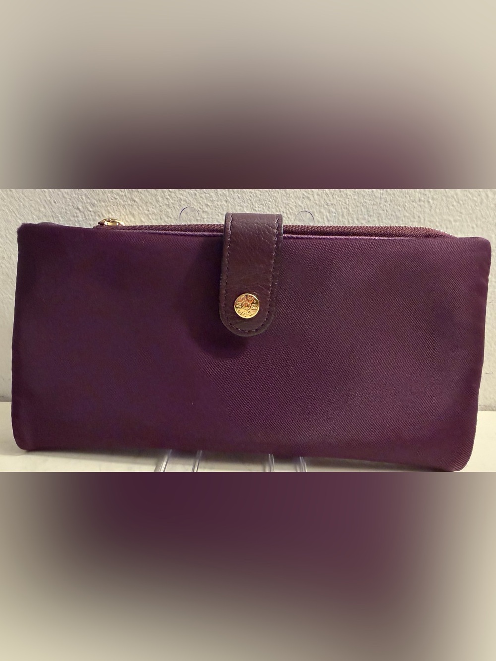 MZ Wallace Nylon Purple Wallet with Metallic Interior